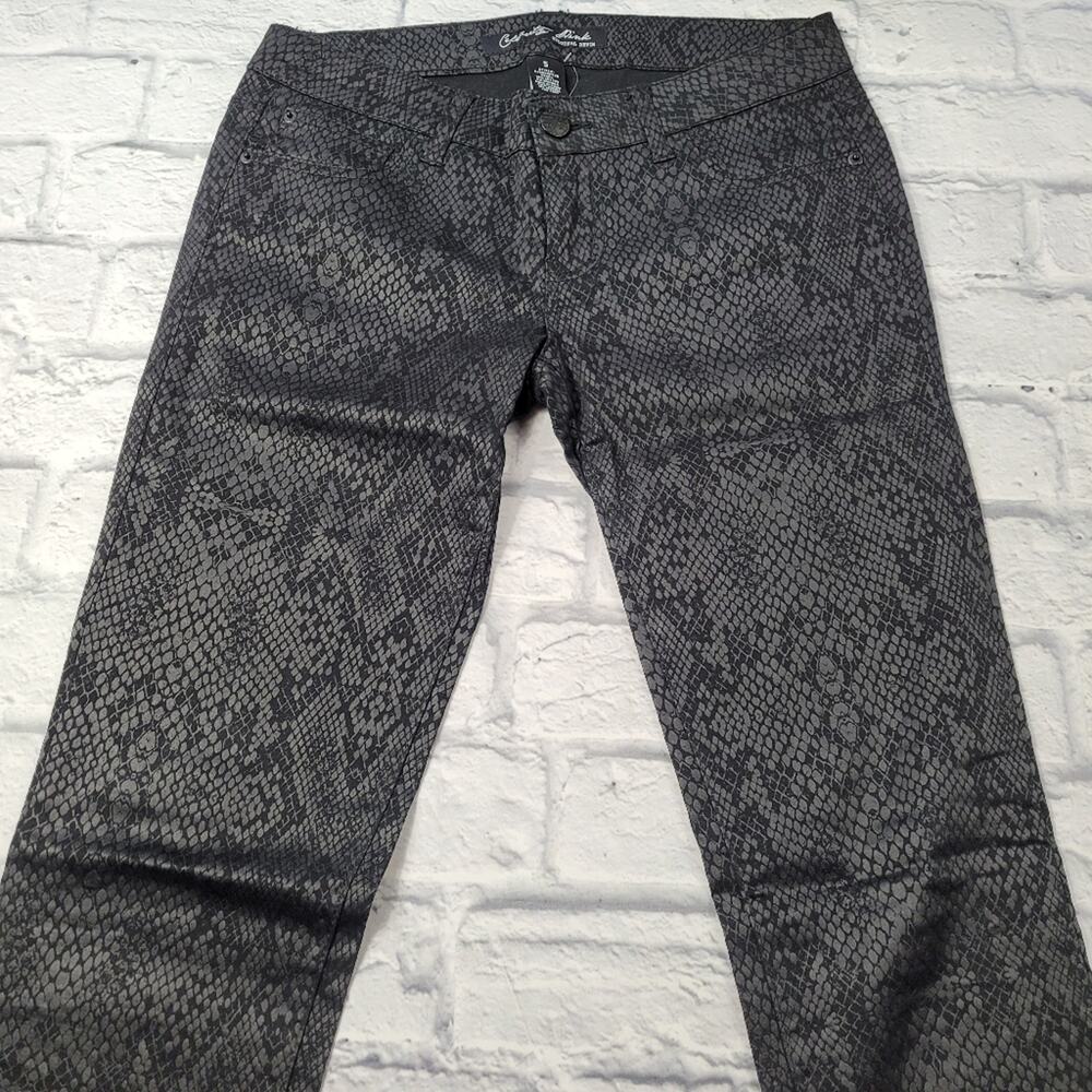 Celebrity Pink Original Denim Jeans Black Snakeskin Mobwife Print Skinny size 5 - Picture 7 of 16